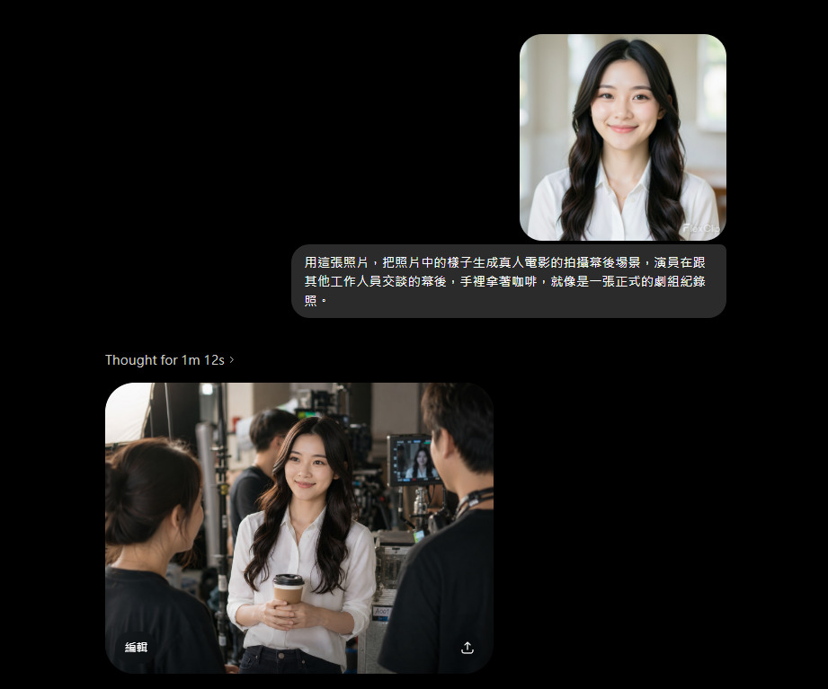 ChatGPT AI 電影幕後劇照基本版指令生成成品一