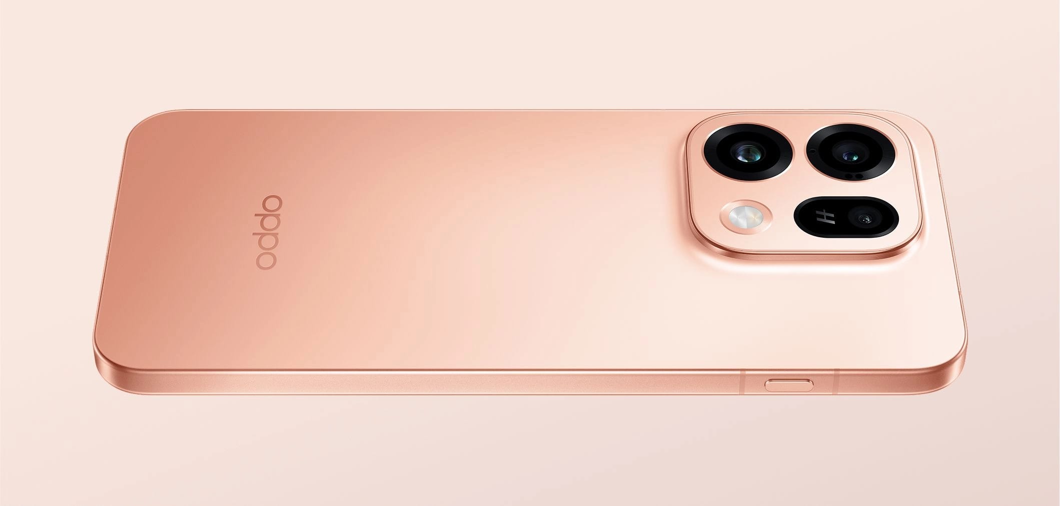 OPPO Find X9s 粉色手機背面特寫,展現相機模組與輕薄高階機身設計
