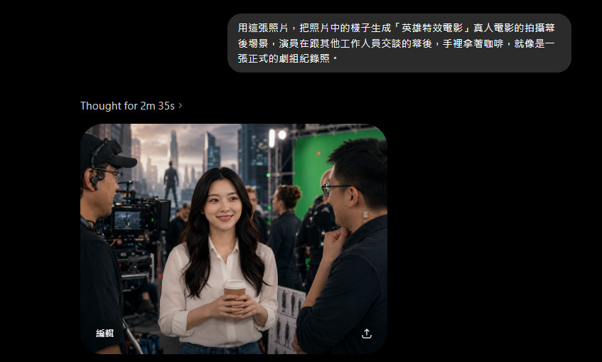 ChatGPT AI 電影幕後劇照基本版指令生成成品二