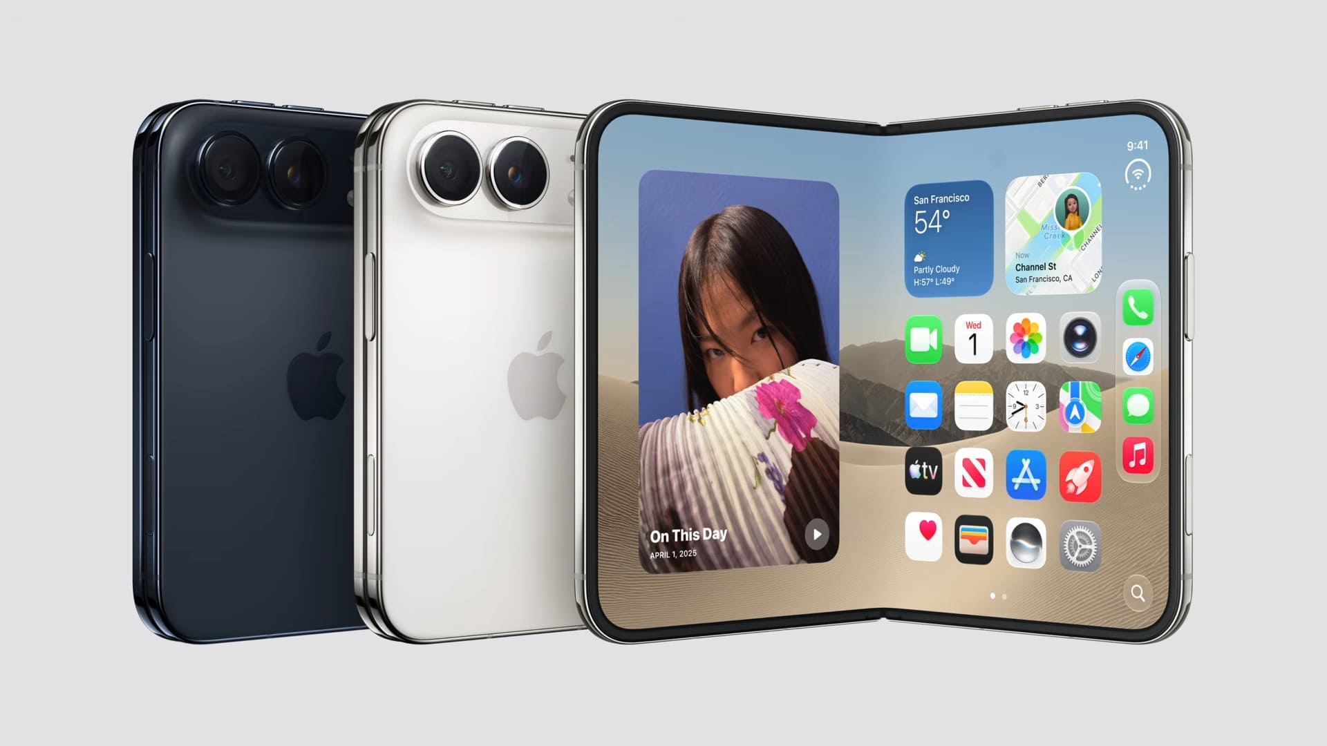 首款蘋果摺疊機iPhone Duo外觀設計展示,無痕鉸鏈雙螢幕亮相。