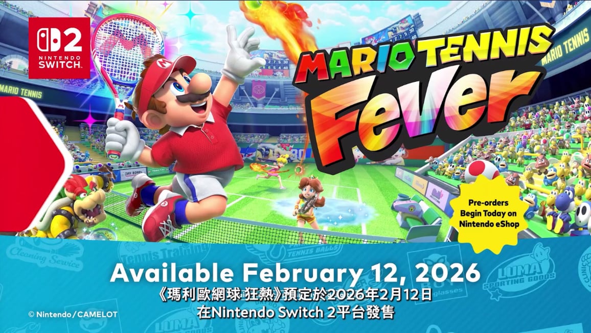 瑪利歐網球狂熱遊戲封面,Switch 2全新超能力網球競技。