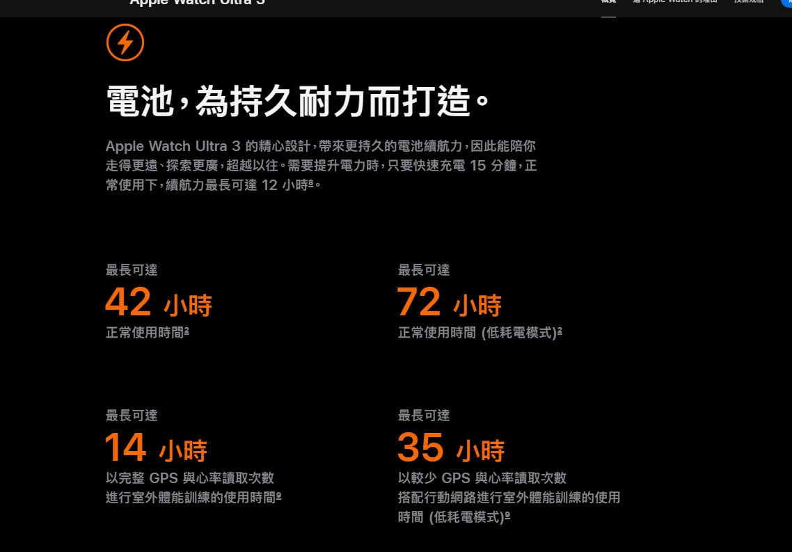 Apple Watch Ultra 3 電池
