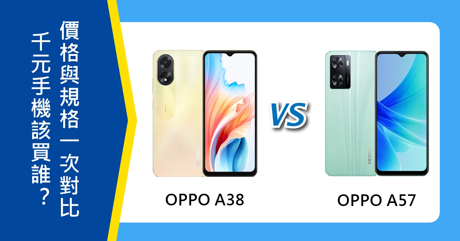 【機型比較】千元手機該買誰？OPPO A38/A57價格與規格效能一次對比！