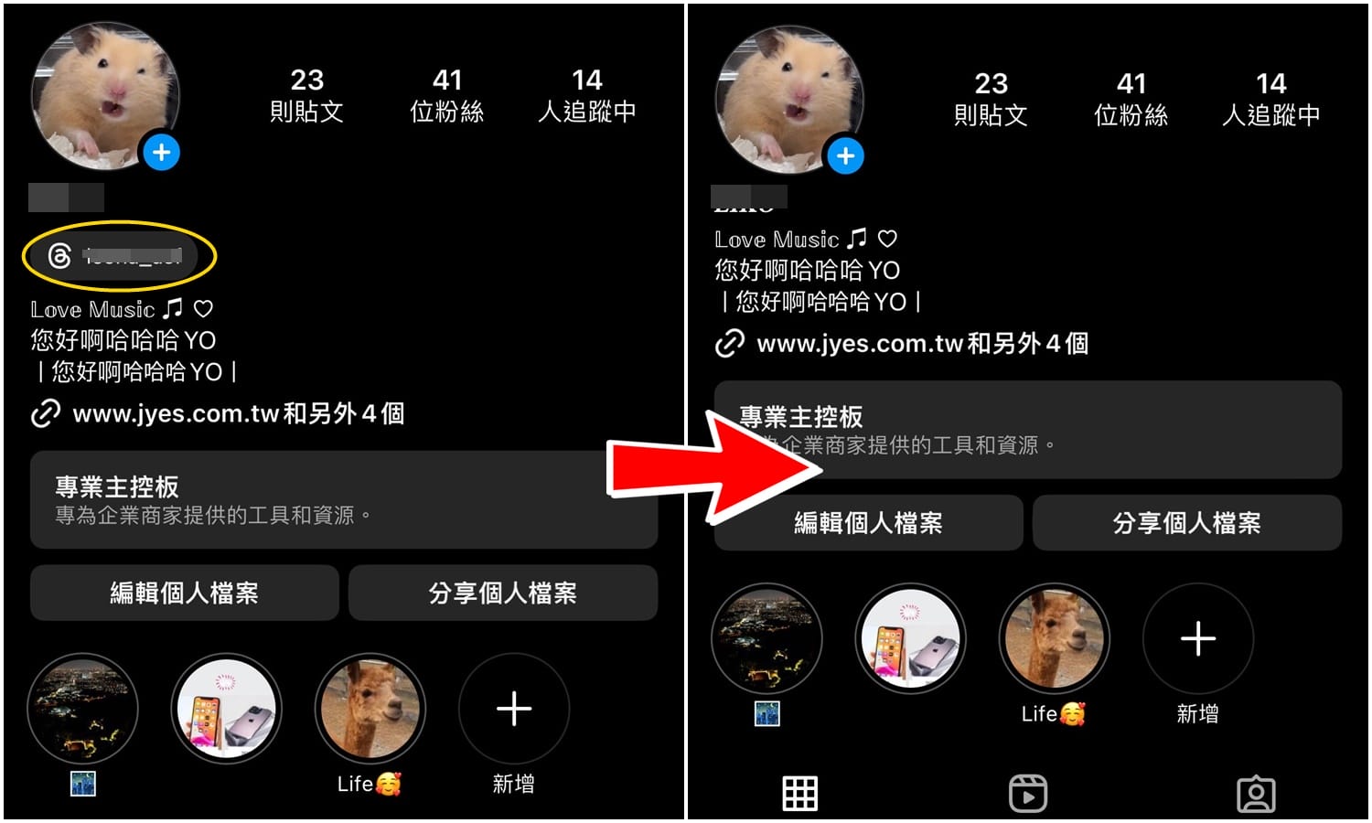 【科技新知】Instagram(IG)怎麼隱藏個人檔案的「Threads徽章連結」？