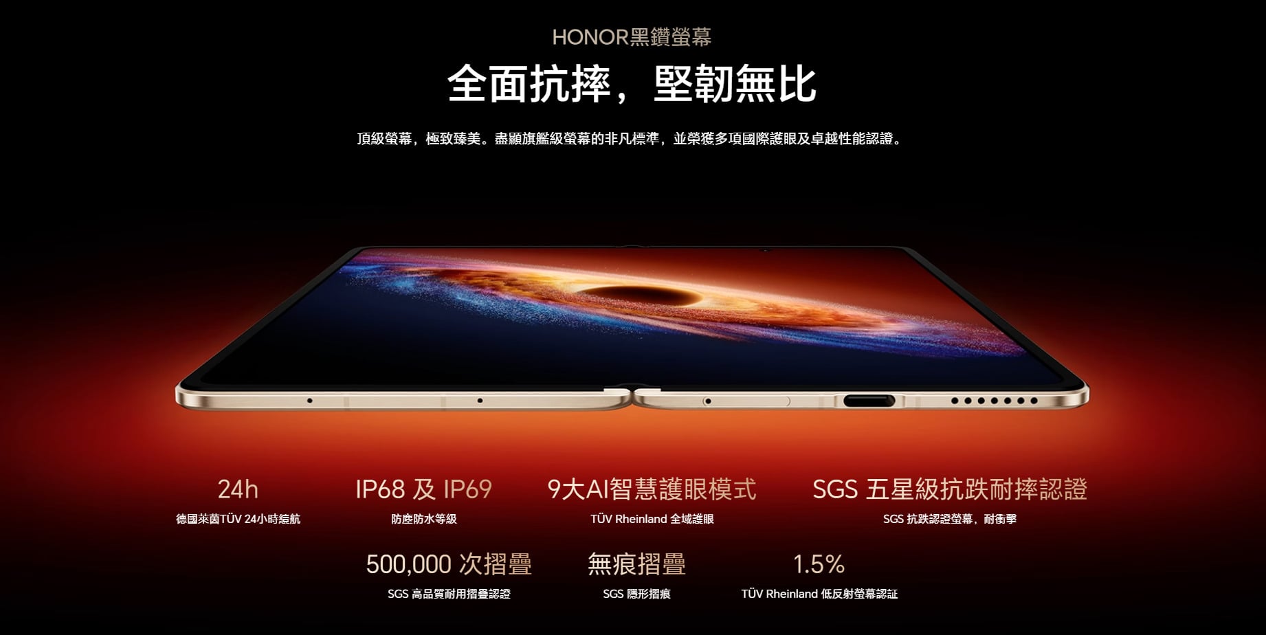 HONOR Magic V6 黑鑽螢幕