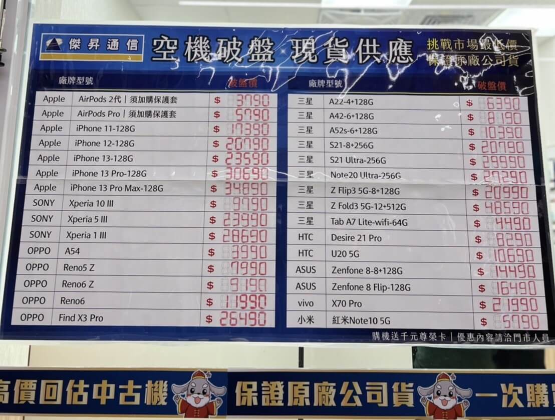 傑昇通信挑戰全台手機市場最低價，直接省去到處比價的時間，保證買到賺到