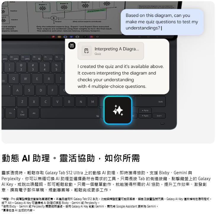 三星 Tab S12 Ultra 動態 AI 助理