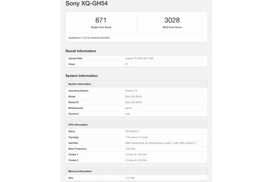 Sony 洩漏跑分