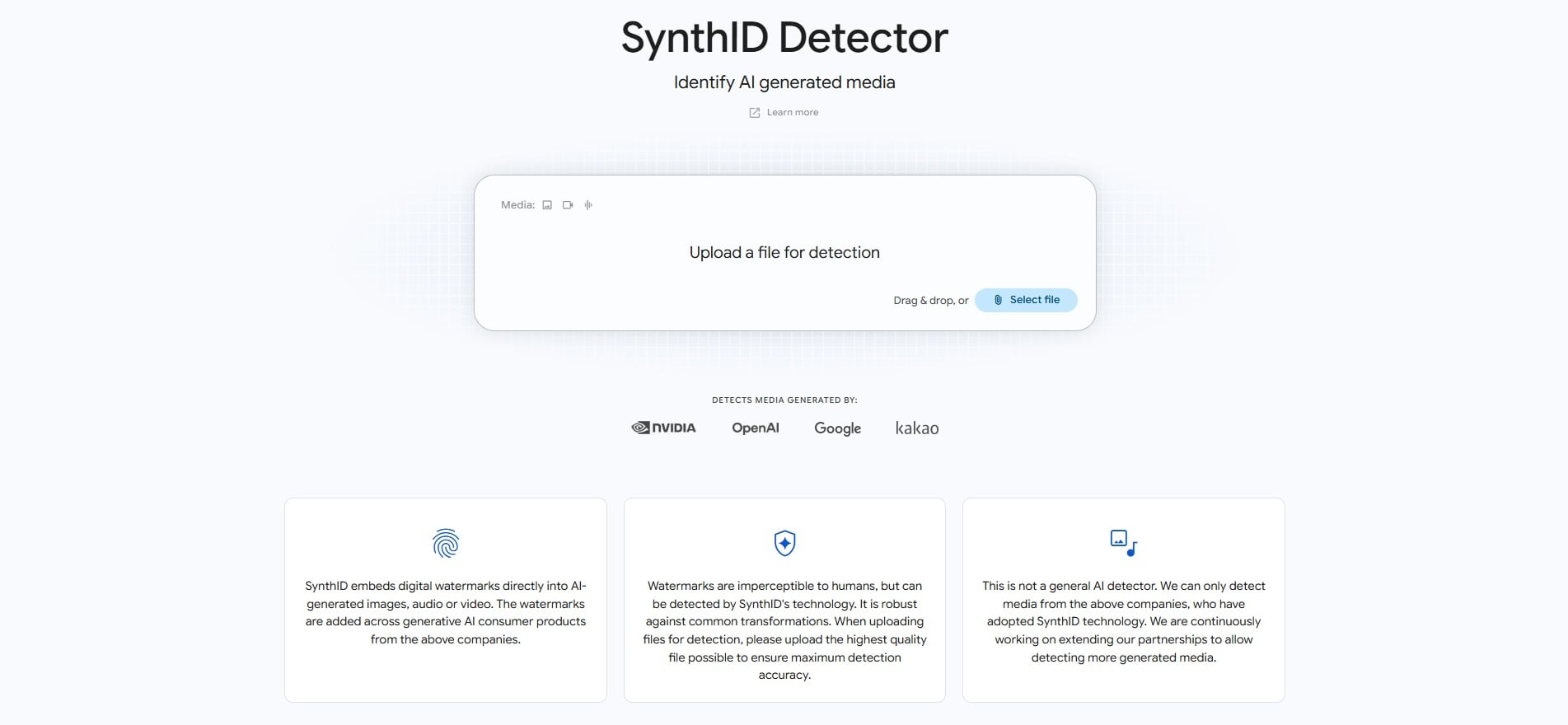 SynthID Detector 介面