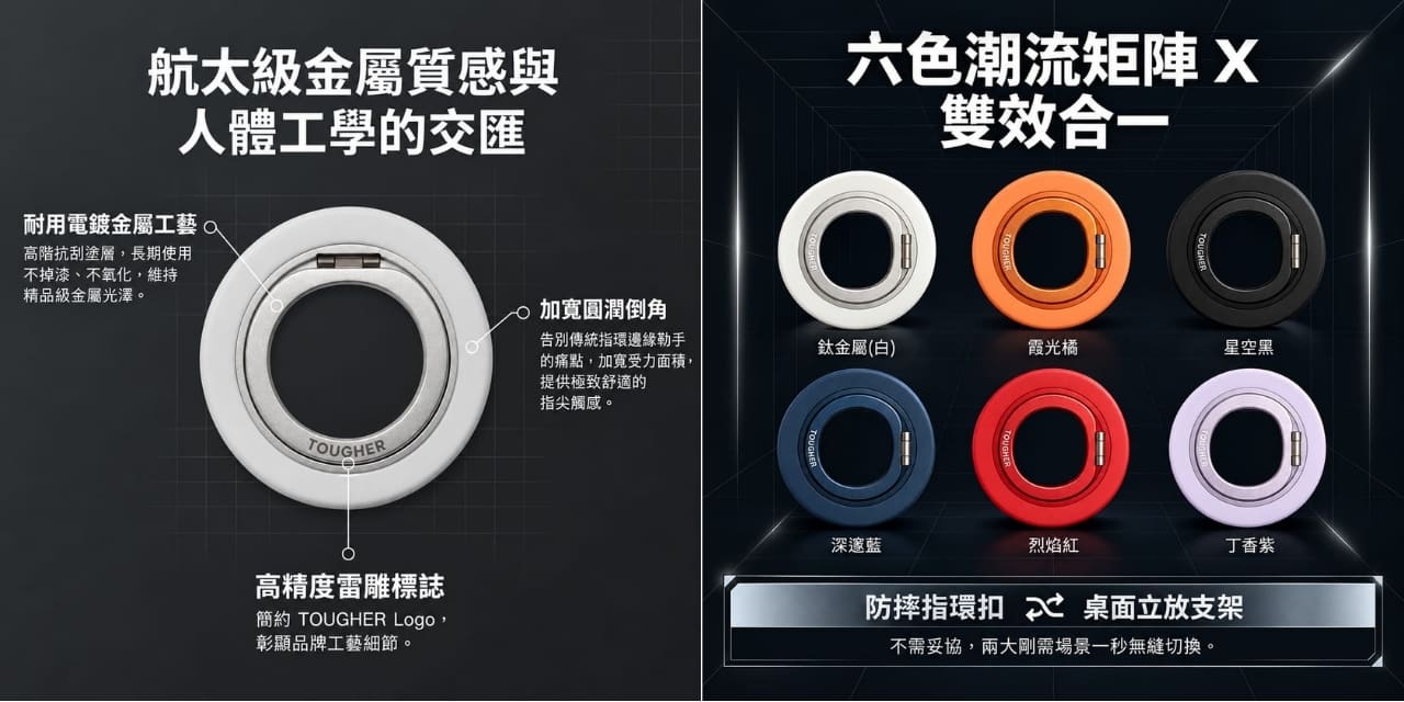 TOUGHER 360° 磁吸指環支架 規格亮點