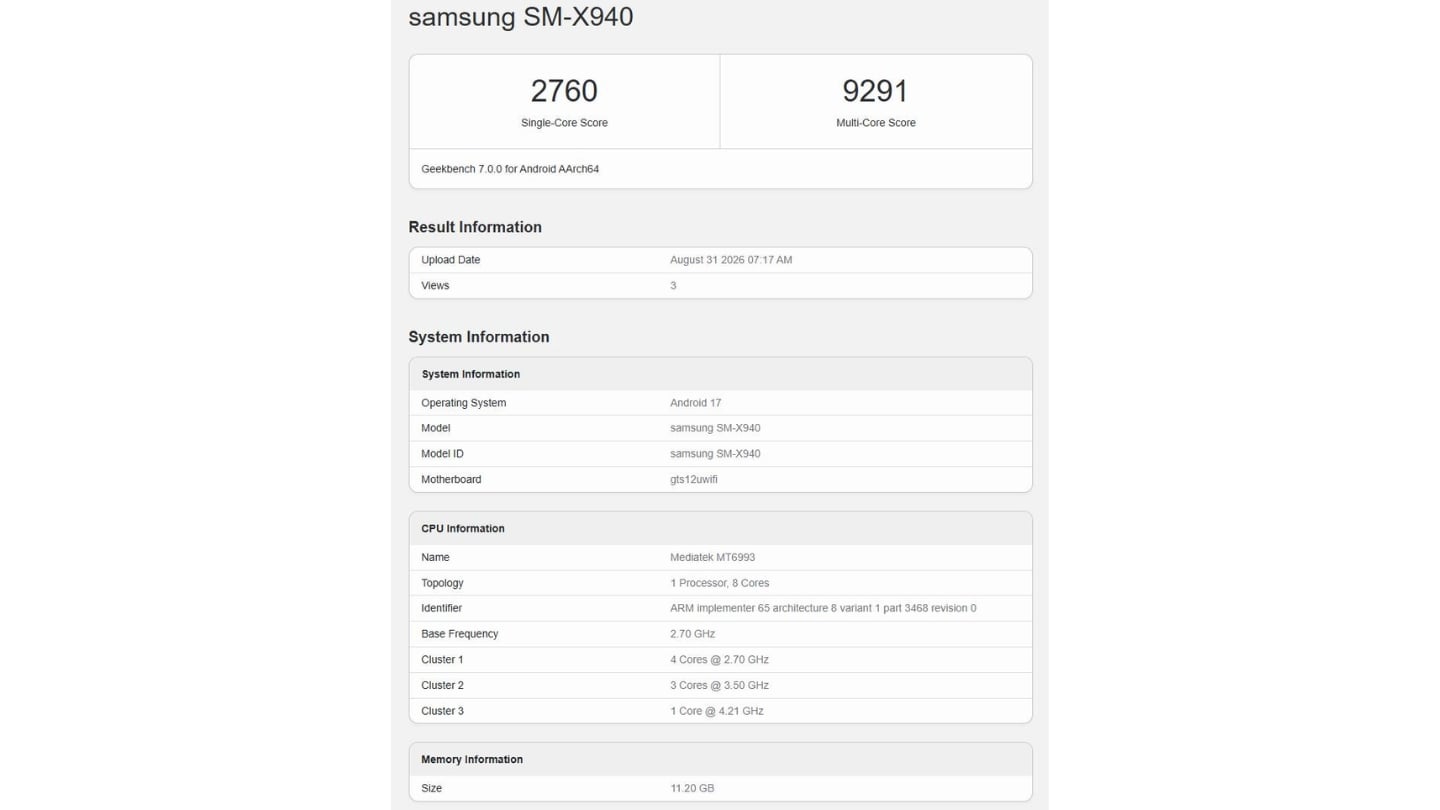Tab S12 Ultra Leak Benchmark
