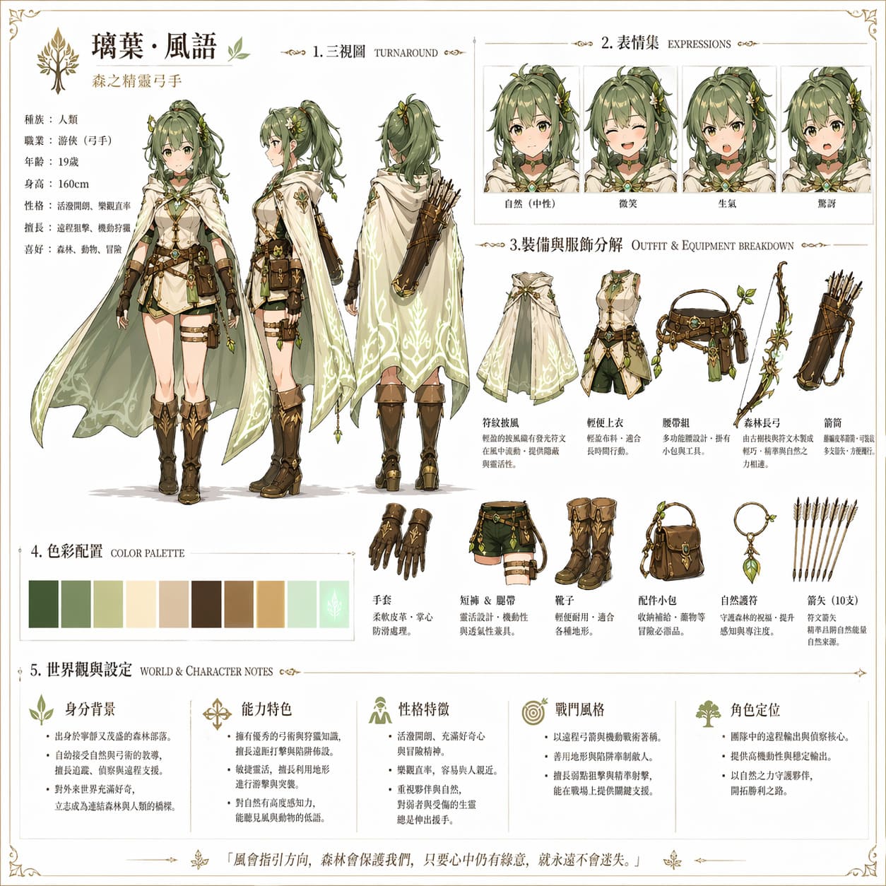 更改至正方形尺寸的綠色頭髮射手三視圖,