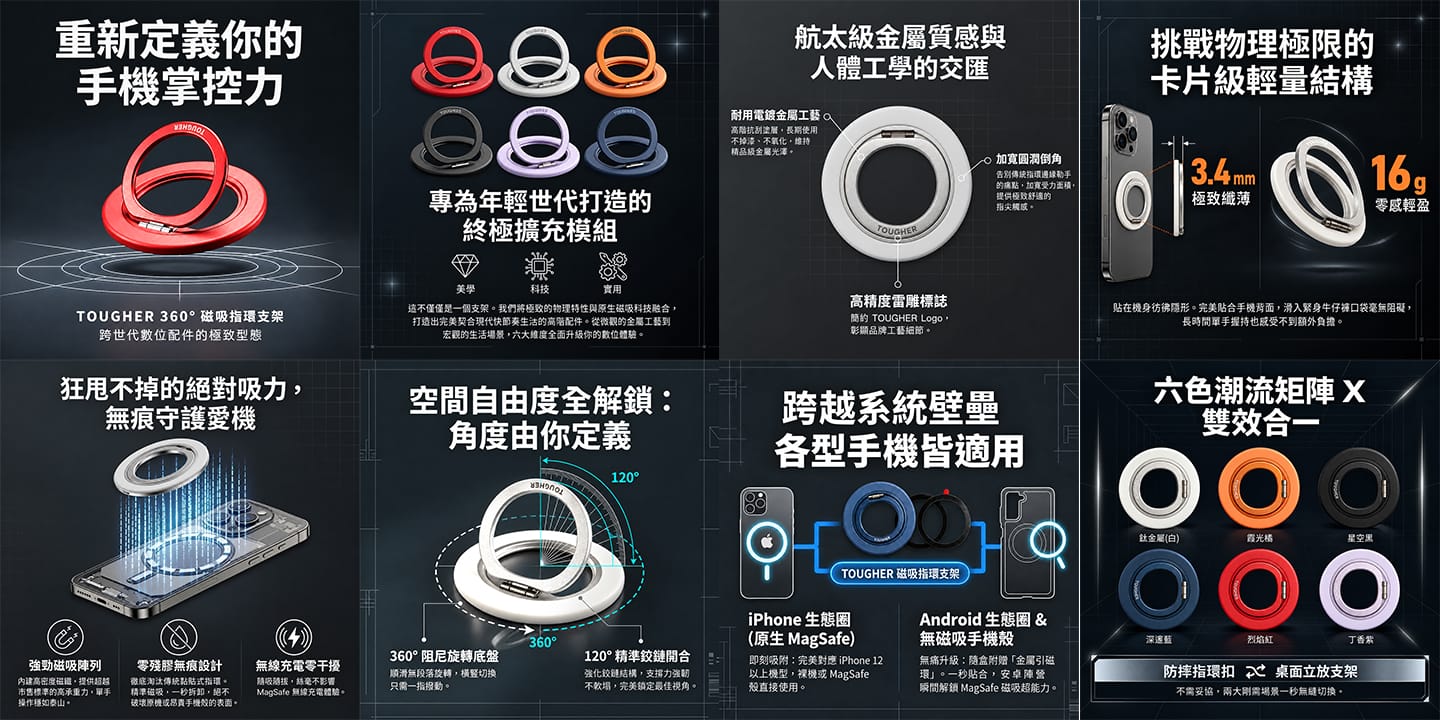 TOUGHER 360度磁吸指環支架 TOUGHER 360度磁吸指環支架 形象圖展示