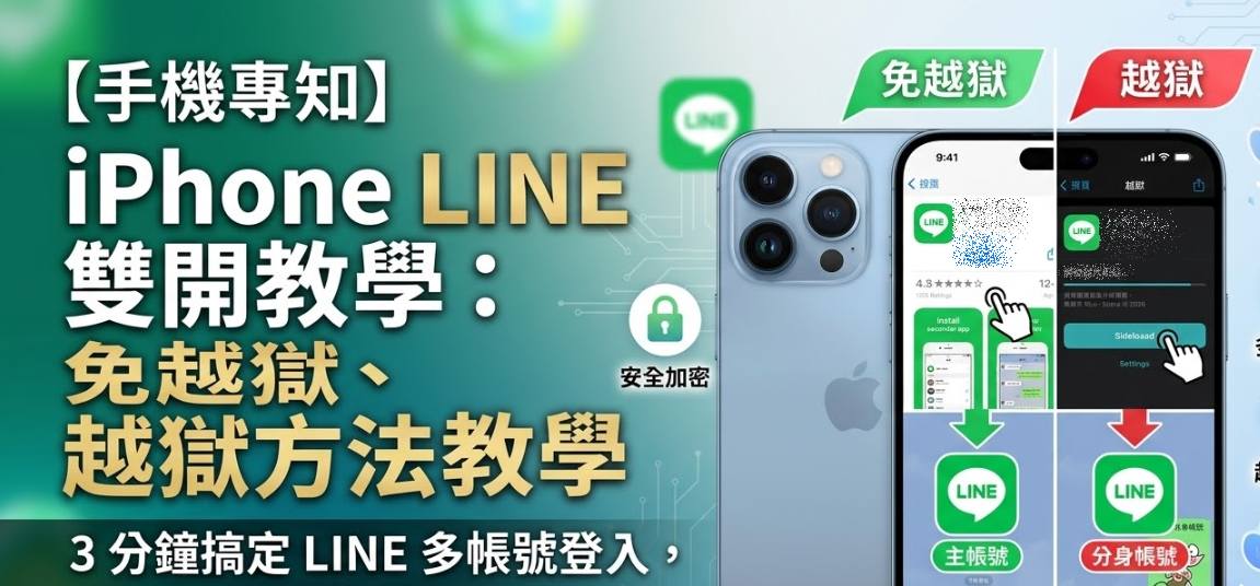 iPhone LINE 雙開免越獄教學首圖。