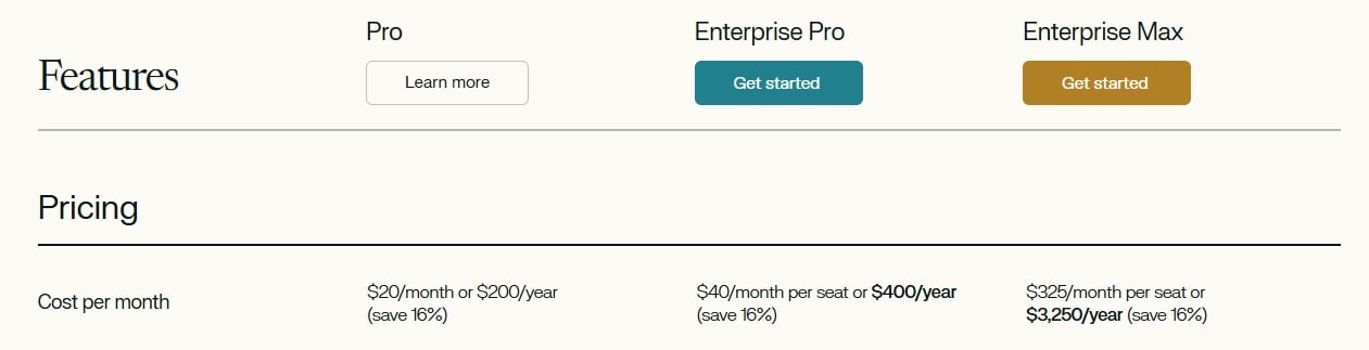 Perplexity Pricing plan
