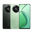 realme 12x (8G/256G) 手機，黑色、淺綠色羽毛紋理兩色機身與正面螢幕圖。