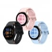 Samsung Galaxy Watch FE 智慧手錶，展示藍、粉、黑三色