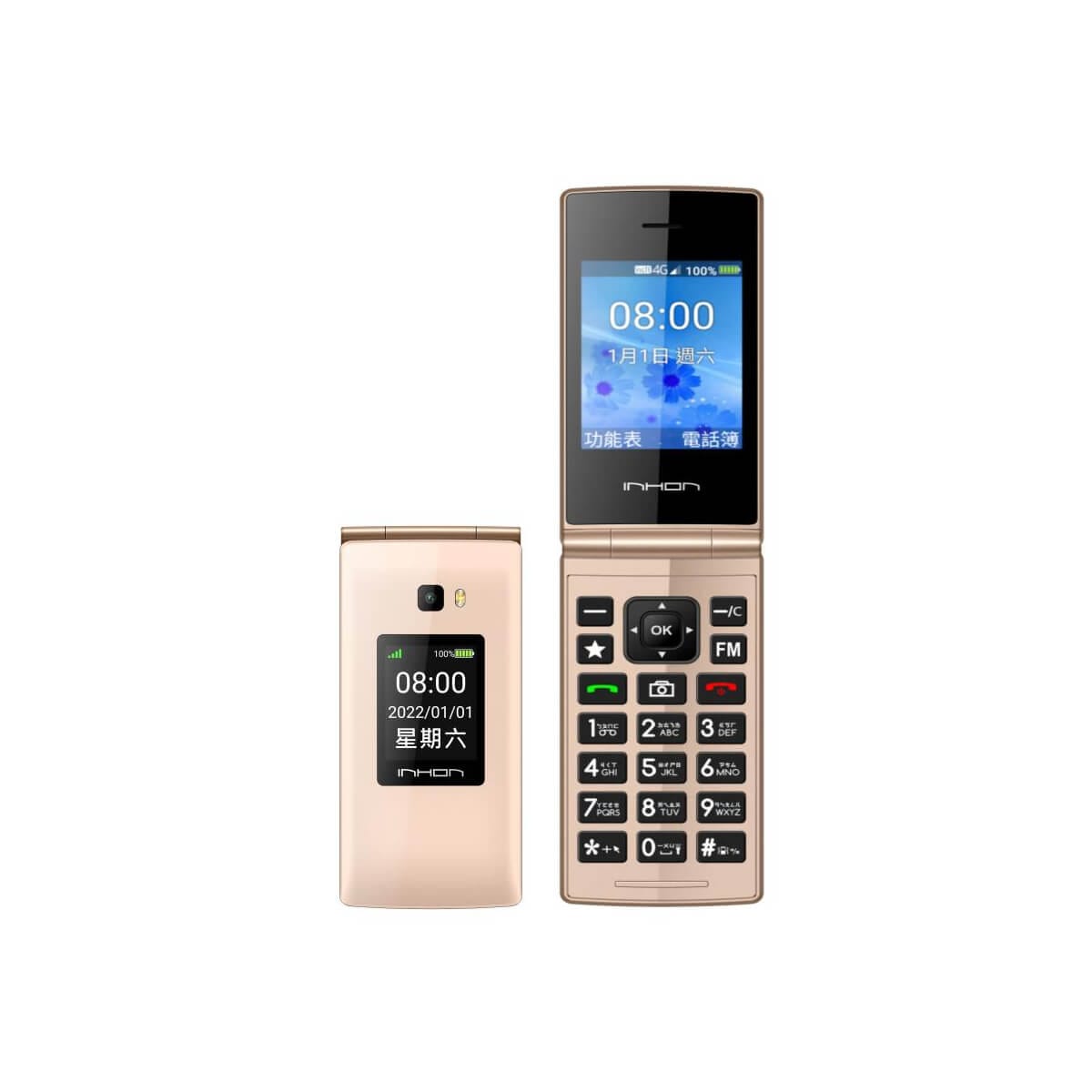 INHON F28 (512M/4G) 金色正反面外觀圖
