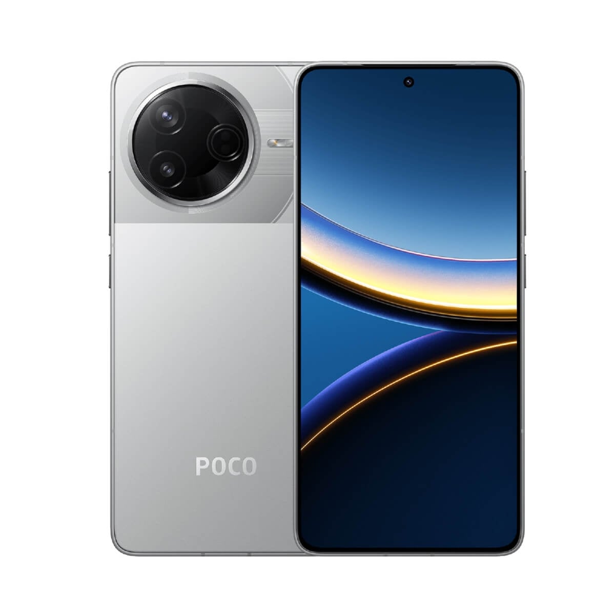 POCO F7 Pro（12G/512G）銀色正反面外觀圖