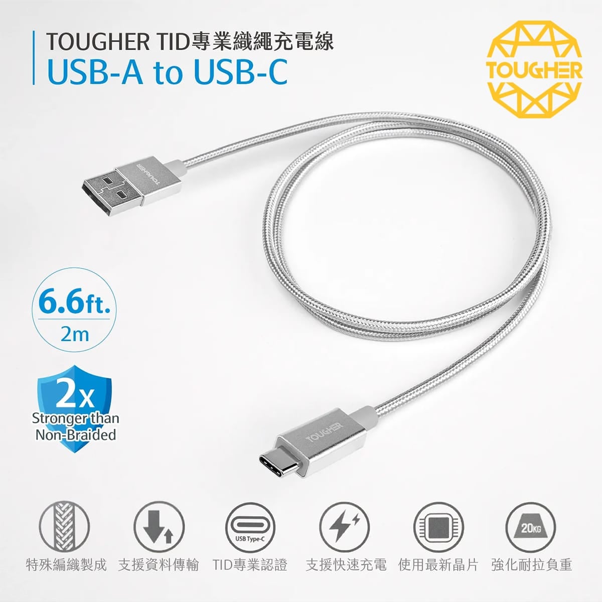 封面_TOUGHER USB-A to Type-C金屬編織傳輸線_2m