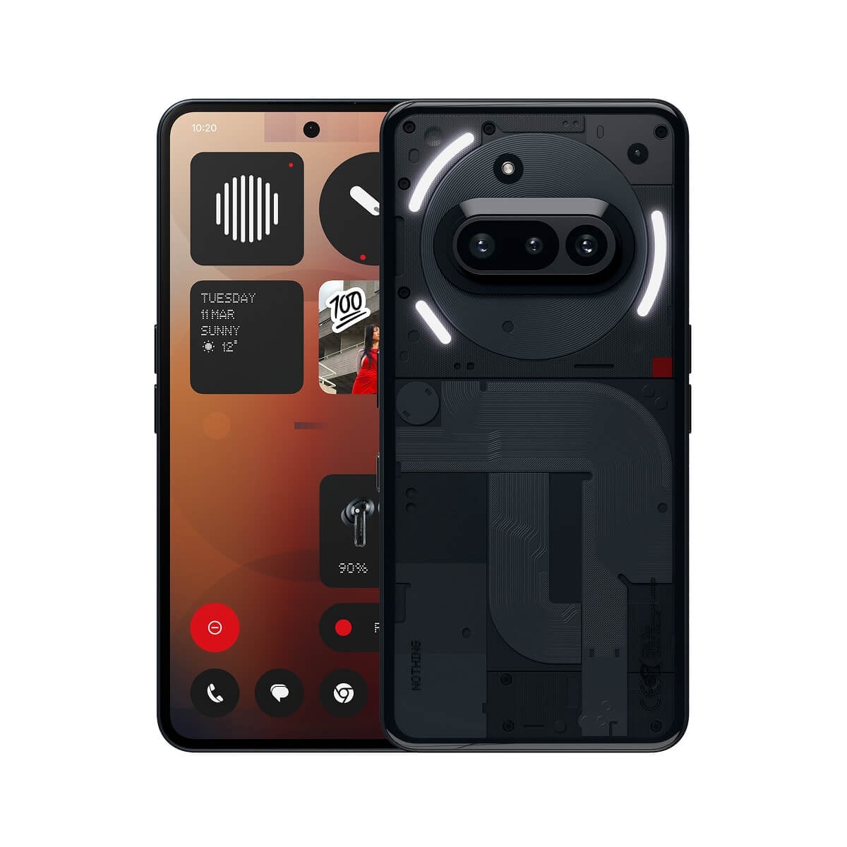 NOTHING Phone (3a) 12G/256G 黑色正反面外觀圖
