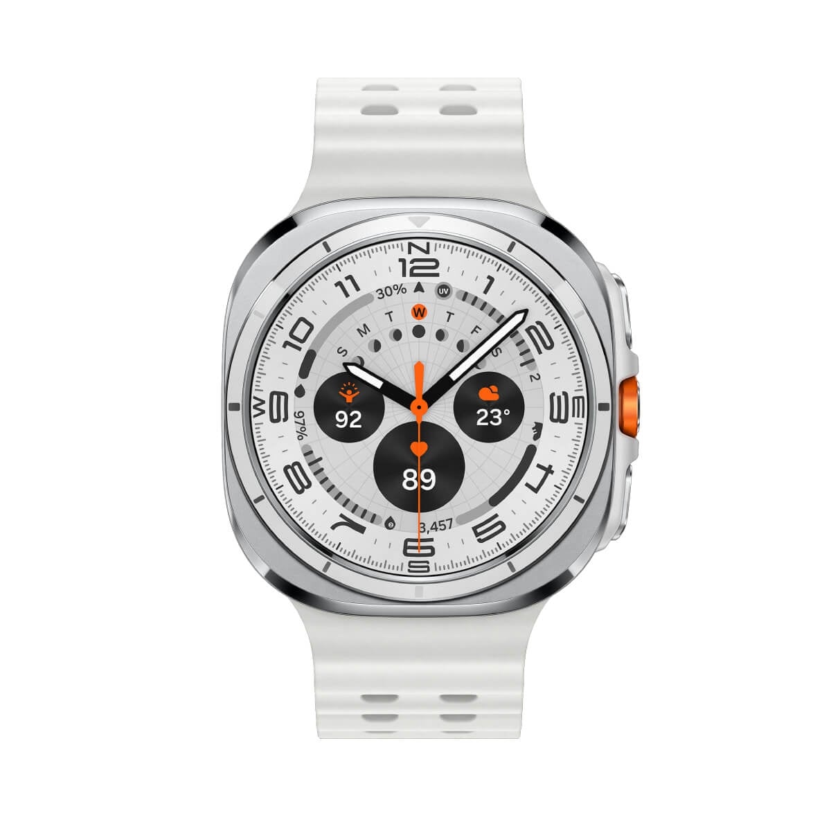SAMSUNG Watch Ultra 47mm (2025) 鈦霧白正面外觀圖