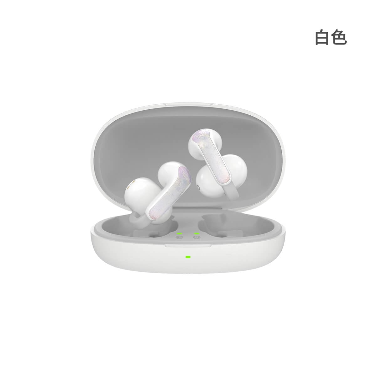 Biosong 藍牙耳機 B7 夾耳式 白色耳機含充電殼外觀圖
