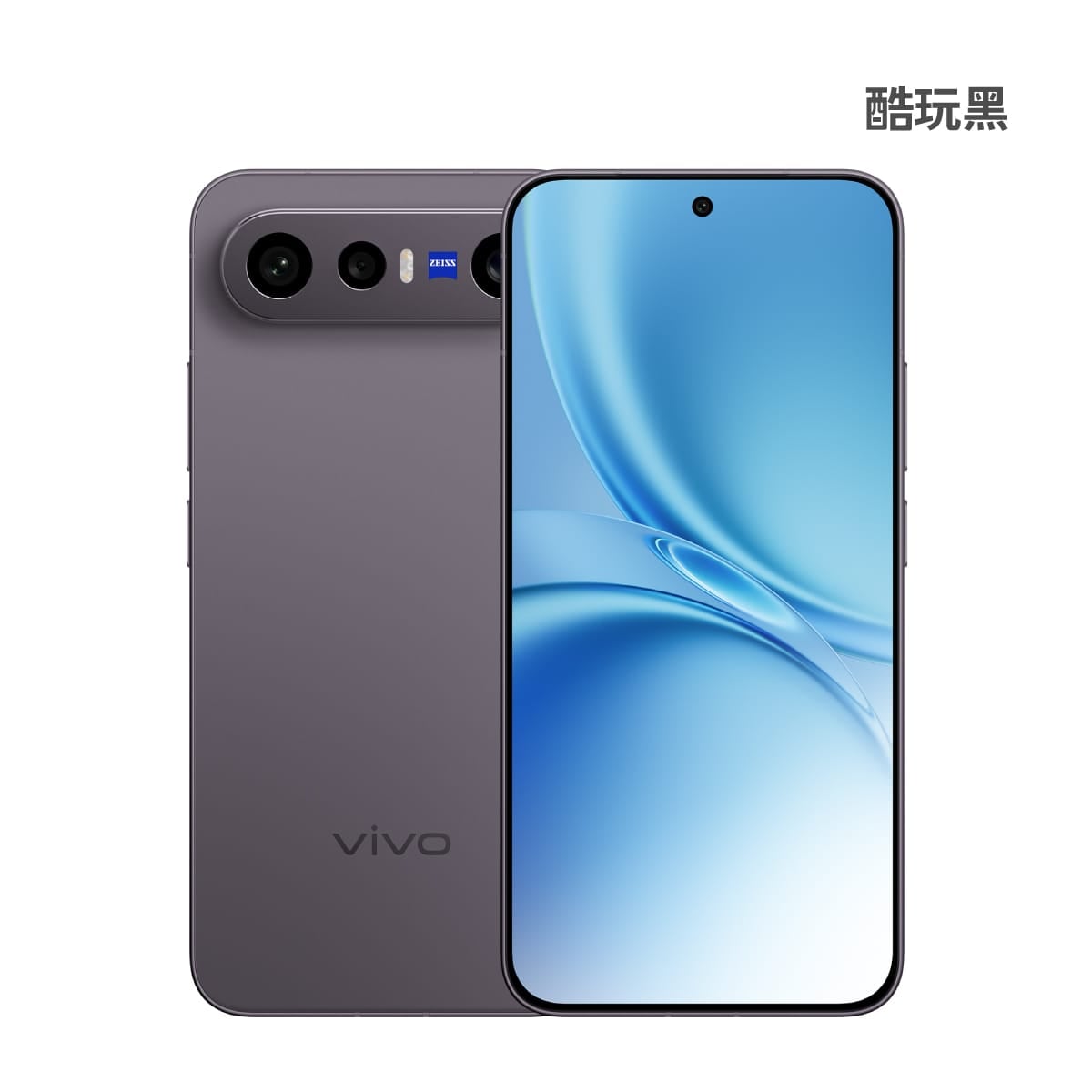 vivo X300 FE (12G/256G) 手機展示圖，酷玩黑色正反面外觀圖