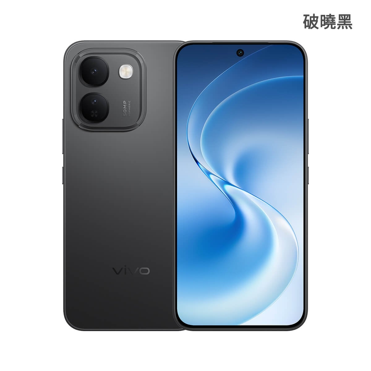 vivo V80 Lite (8G/128G) 手機展示圖，破曉黑​​色正反面外觀圖