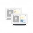 Google Nest Hub (第 2 代) 智慧螢幕，白色與黑色底座兩款機型並列。螢幕顯示智慧家庭控制介面，包含音樂播放、燈具控制（顯示已開啟 80%）、天氣預報（20°C）及計時器功能。