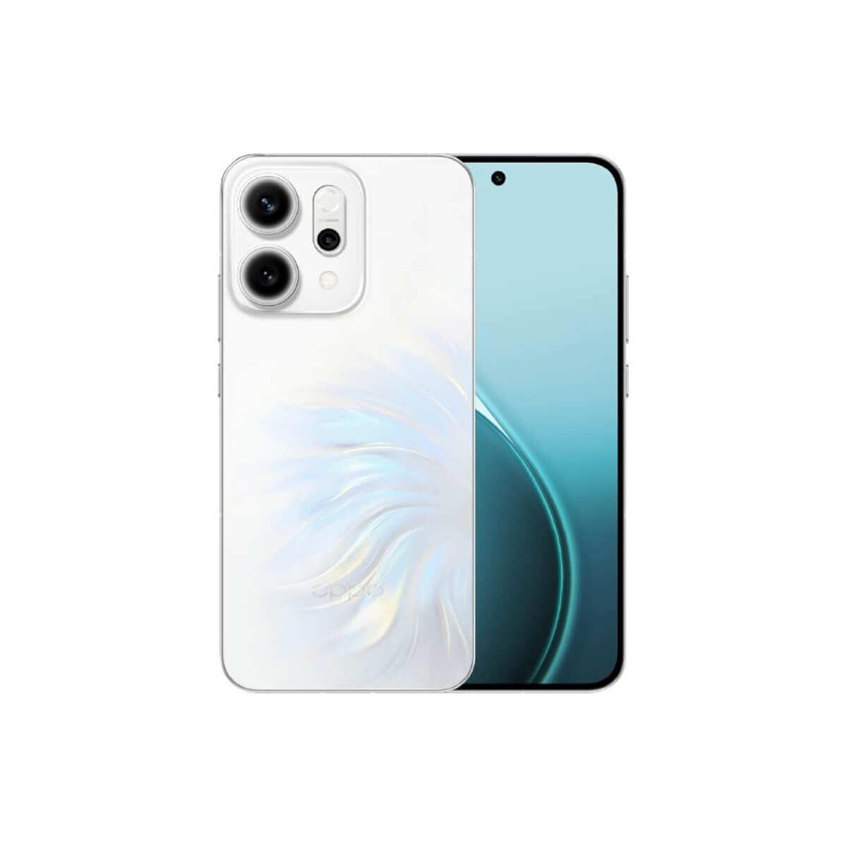 OPPO Reno14 5G（12G/256G）白色正反面外觀圖