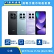小米紅米 Note 15 5G 手機，黑、藍、紫三色機身與正放螢幕圖。標示亮眼對稱外型、6.77 吋 FHD+ AMOLED 螢幕、IP66 防塵防水功能，上方標示傑昇通信與挑戰手機市場最低價。