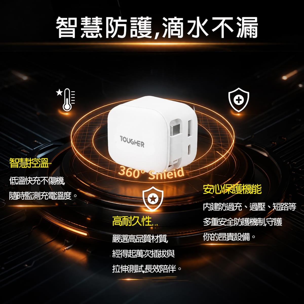 TOUGHER Gan 35W Retractable Power Supply Charger Features - 6