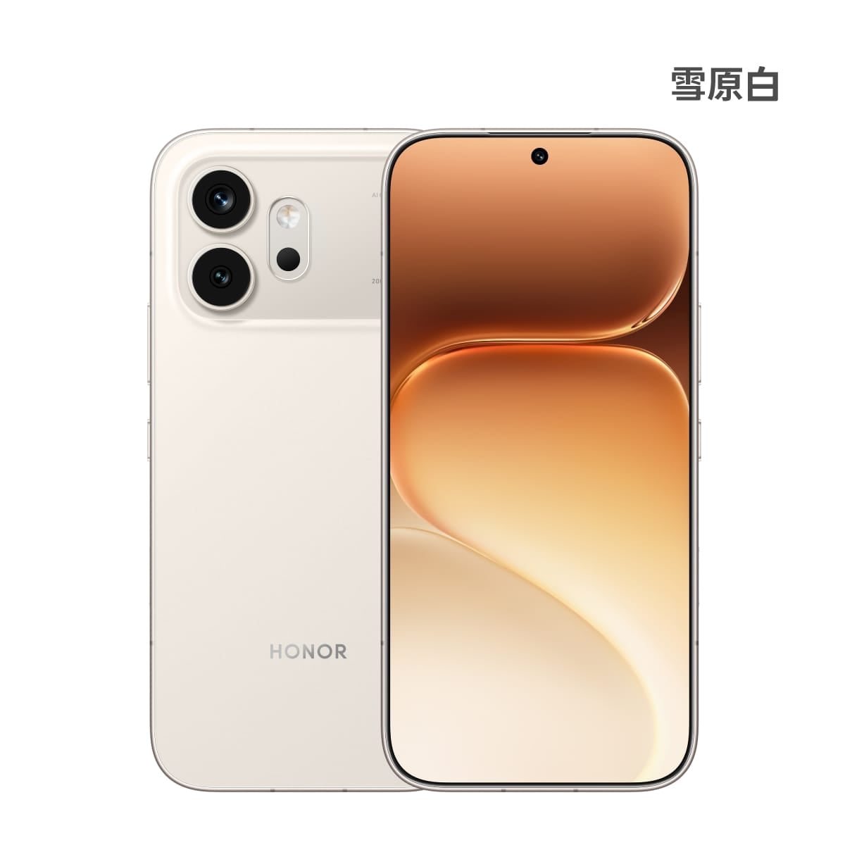 HONOR 600 (12G/256G) 手機展示圖，雪原白色正反面外觀圖