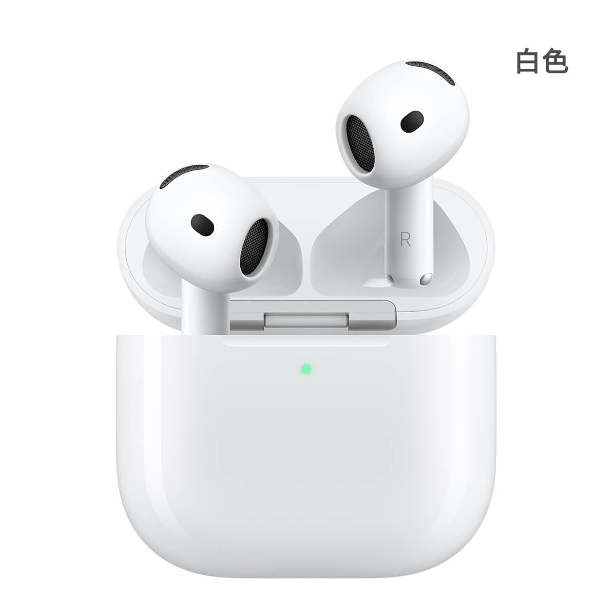 Apple AirPods 5 一般版真無線耳機，白色耳機含充電殼外觀圖